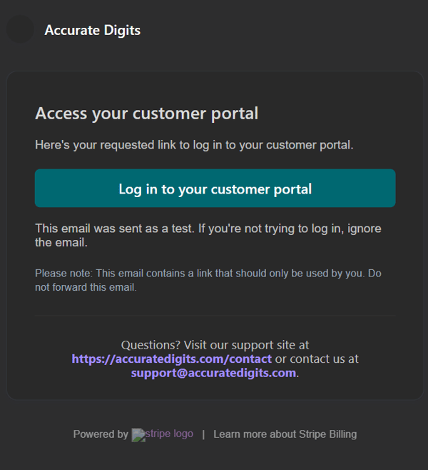 Customer Portal email