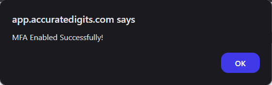 MFA Enable Success