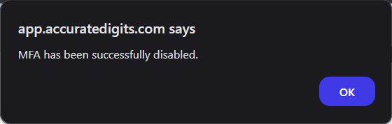 MMFA Disable Success