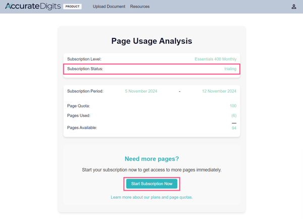 Page Analysis - Trial